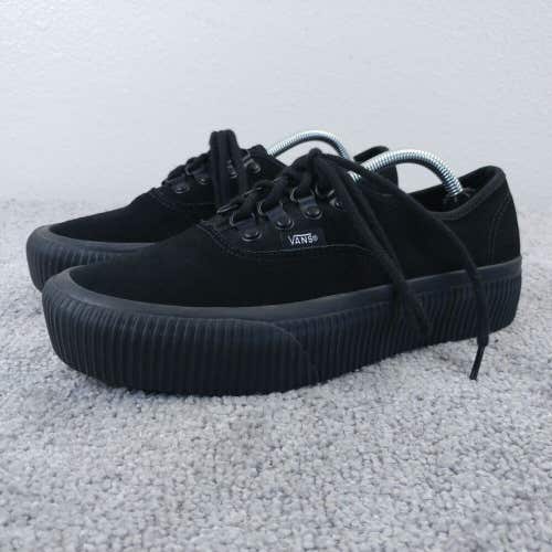 Vans Authentic Platform Embossed Shoes Womens 8 Sneakers Black Suede Lace Up