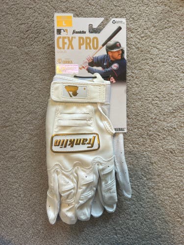 New White and Gold Franklin Batting Gloves
