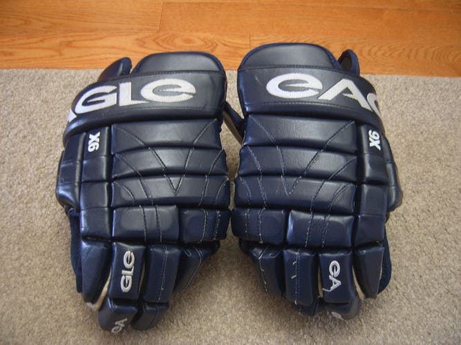 Hockey Gloves-Vintage Original Eagle Odyssey X6 Senior Hockey Gloves 14" Navy Blue