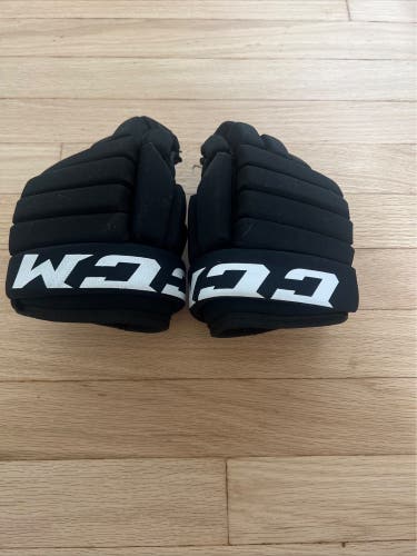 CCM LTP Ice Hockey Gloves Black Size Youth JR 10" / 25 cm Suede Palms Slip On