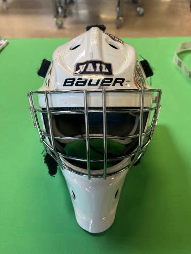 White Used Junior Bauer 930 Goalie Mask