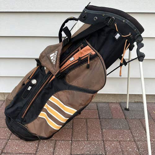 Adidas 6 Way Golf Cart Stand Carry Bag Brown Orange White Black