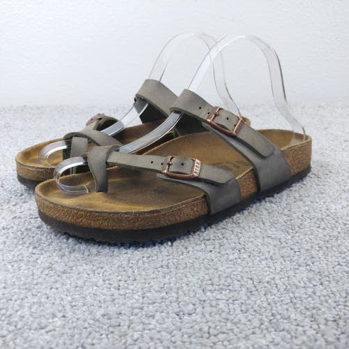 Birkenstock Mayari Womens Sandals 38 EU Slip On Toe Loop Buckle Gray Taupe