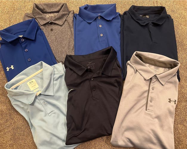 Mens golf polo shirt (7shirts) bundle size XXL Nike Golf, Oakley, UA