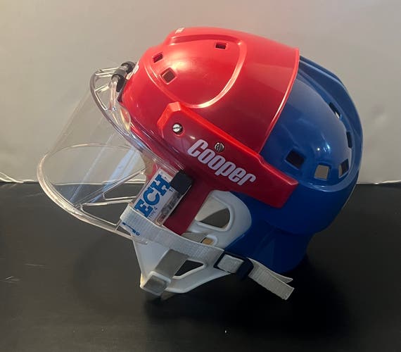 Vintage Cooper SK2000 L Red / Blue Helmet With itech visor