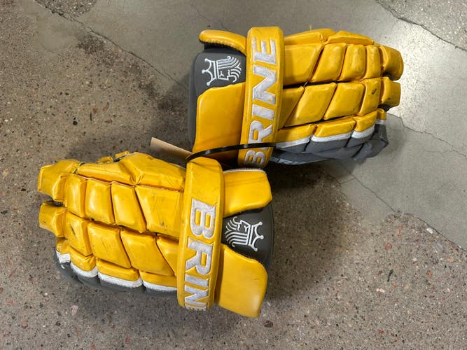 Yellow Used Brine Clutch Lacrosse Gloves 12"