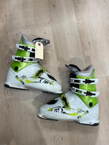 White/Green Used Tecnica RJ Ski Boots 291mm