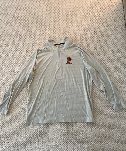 New White Princeton Men's Quarter Zip Sweatshirt (XL)