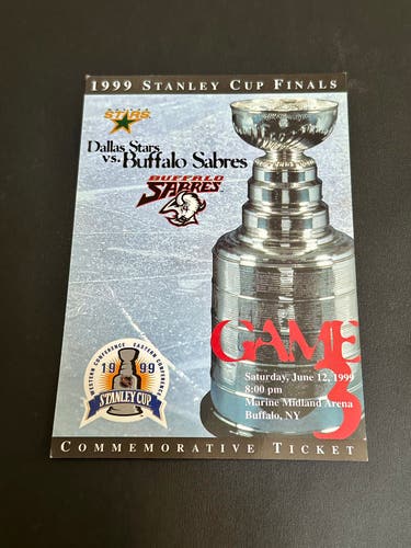 1999 Stanley Cup Finals Ticket Stub Dallas Stars Vs Buffalo Sabres NHL Hockey