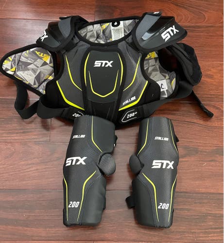 Used Medium STX Stallion 200+ Shoulder Pads and Forearm Guards