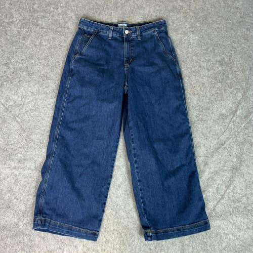 LL Bean Womens Jeans 10 Petite Blue Denim Pant Wide Leg Straight Classic Casual