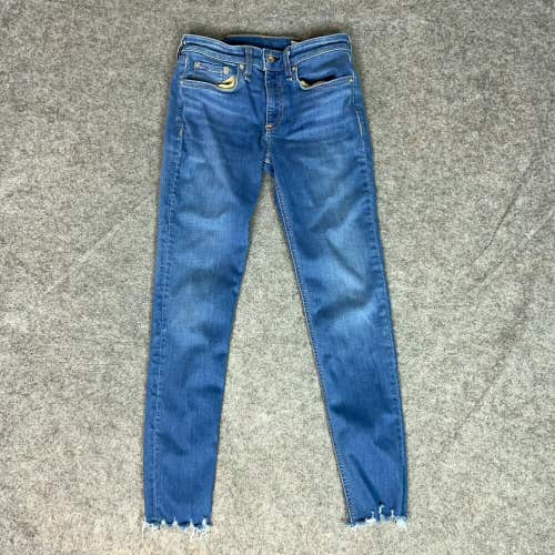 Rag and Bone Womens Jeans 24 Blue Denim Pant Skinny Raw Hem Mid Rise Ankle Cate