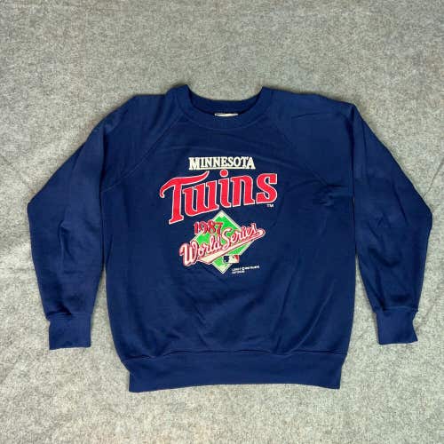 Vintage Minnesota Twins Mens Large Sweatshirt Navy Crew 1987 World Series MLB