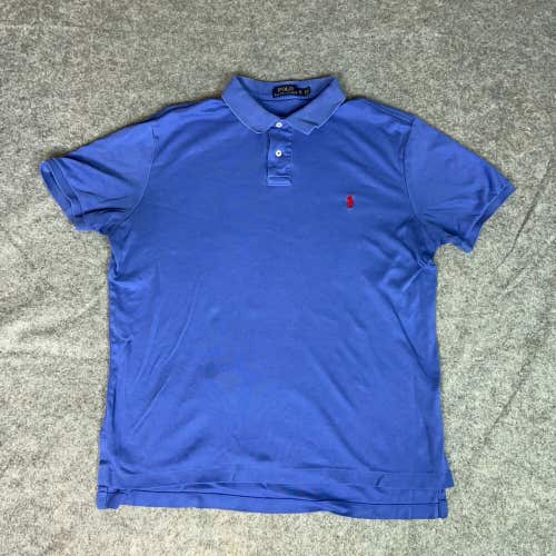 Polo Ralph Lauren Mens Polo Shirt Extra Large Blue Red Pony Casual Rugby PRL Top