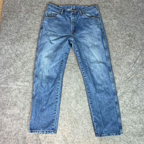 Wrangler Mens Jeans 32x30 Blue Denim Straight Leg Pant Cotton Workwear Western
