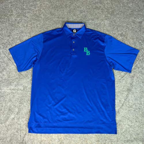 FootJoy Mens Polo Shirt Extra Large Blue Golf Outdoor Logo Performance Stretch
