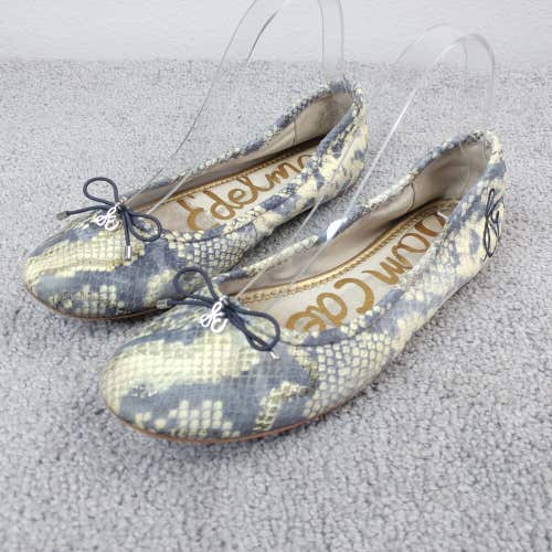 Sam Edelman Felicia Ballet Flats Womens 7.5 Slip On Snake Print Beige Leather