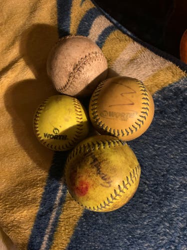 Used Softball 4 Pack Balls