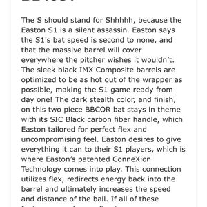 2015 Easton S1 BBCOR -3 Baseball Bat