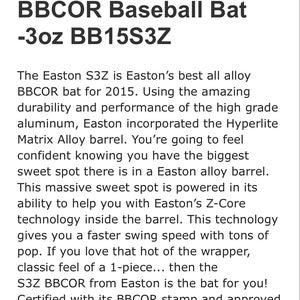 2015 Easton S3Z BBCOR -3 Baseball Bat