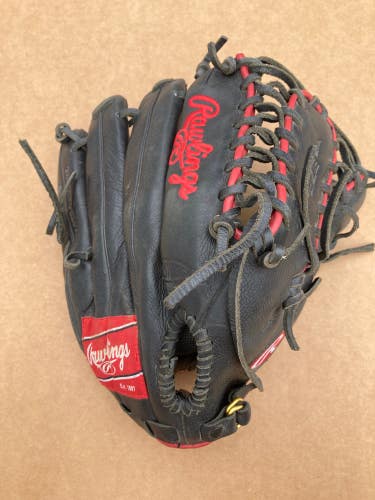 Black Used Rawlings Select Pro Lite Right Hand Throw Outfield Baseball Glove 12.25"