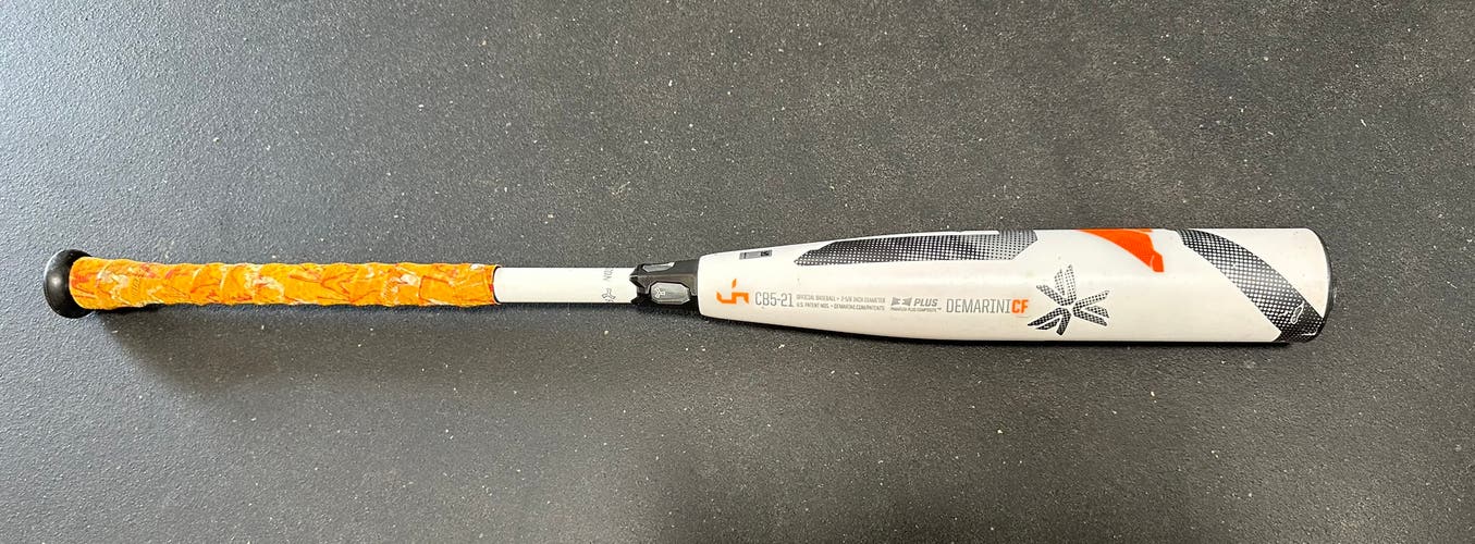 DeMarini CF Zen 31/26 (-5) Baseball Bat (White With Black Fluorescent Orange Accents)
