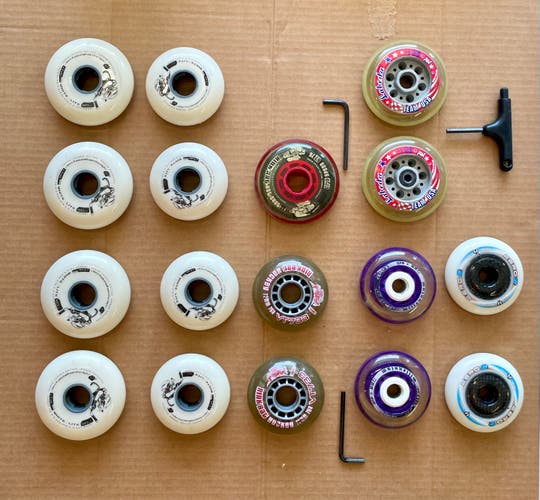 Pack of 15 Inline Hockey Wheels:  All are 80mm or 72mm size.