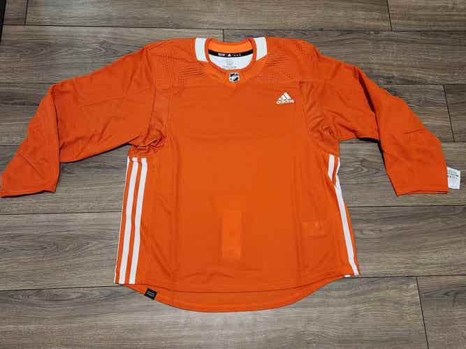 MiC Authentic Adidas PrimeGreen Blank Orange NHL Practice Jersey Size 54