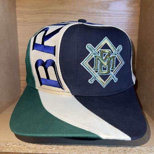 Vintage Milwaukee Brewers Eastport Swirl Snapback Hat Cap RARE