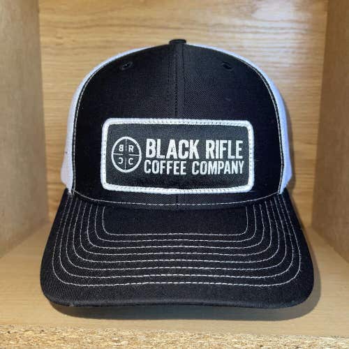 Black Rifle Coffee Company Trucker Hat Snapback Cap Mesh-Back Black White