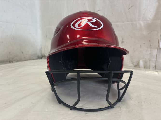 Used Rawlings Rcfh 6 1 2 - 7 1 2 Softball Batting Helmet W Mask