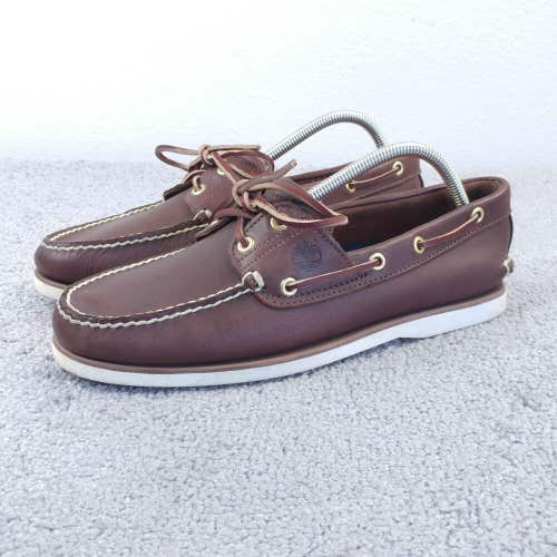 Timberland Shoes Mens 9 Classic 2-Eye Boat Brown Leather Lace Up Casual