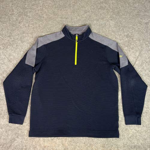 Footjoy Men Pullover XXL 2XL Navy Quarter Zip Golf Sweater Top Sweatshirt Ribbed