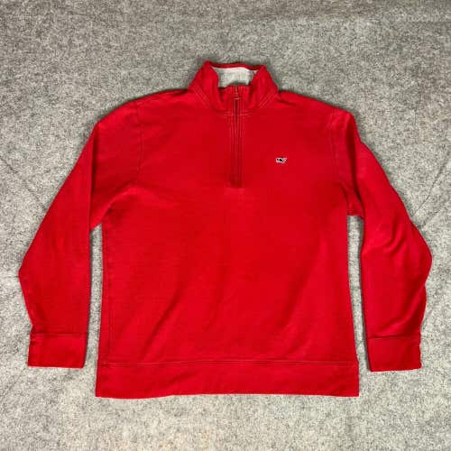 Vineyard Vines Mens Sweater Large Red Pullover 1/4 Zip Whale Pima Cotton Preppy