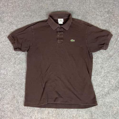 Lacoste Mens Polo Shirt Large Brown Alligator Logo Cotton Causal Golf Classic