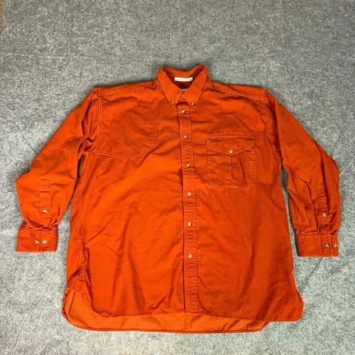 Orvis Mens Shirt Extra Large Orange Shooting Button Corduroy Top Hunting Gorp