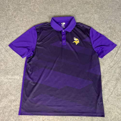 Minnesota Vikings Mens Polo Shirt 2XL XXL Purple Black Logo NFL Football Top