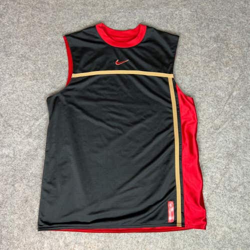 Nike Mens Basketball Jersey 2XL XXL Black Red Reversible Y2K Tank Sports Logo