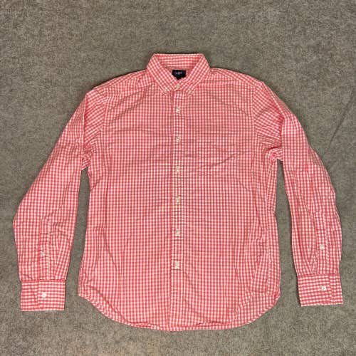 J Crew Mens Shirt Medium Pink White Check Button Gingham Casual Business Top