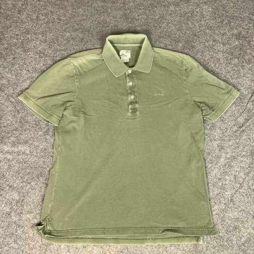Lacoste Mens Polo Shirt Extra Large Green Alligator Vintage Washed Preppy Top ^