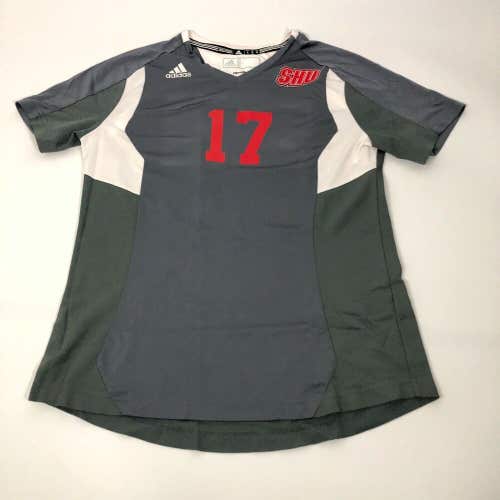 Sacred Heart Pioneers Womens Jersey Large Gray Soccer Adidas Climalite #17 NCAA