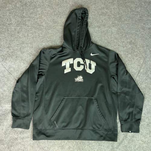 TCU Horned Frogs Mens Hoodie Large Gray Sweatshirt Nike Therma Fit NCAA Football