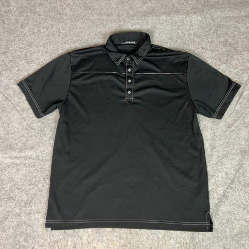 Travis Mathew Mens Polo Shirt Extra Large Black Golf Outdoor Logo Performance
