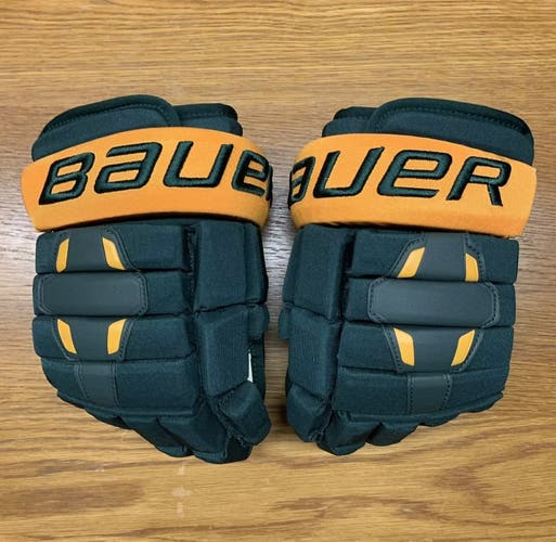 Bauer Nexus 2N Pro Stock Hockey Gloves 13” UVM Vermont Green/Yellow