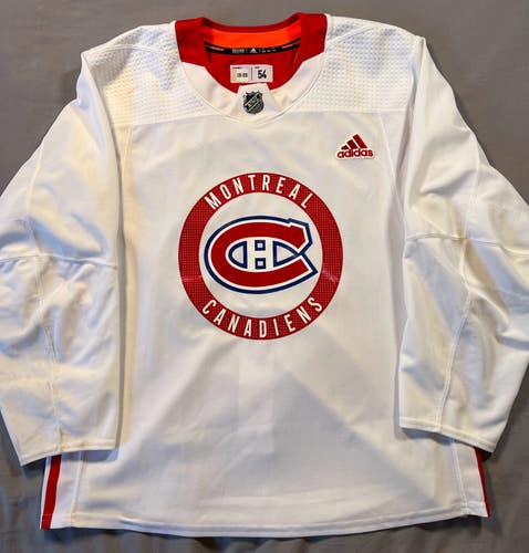 Montreal Canadians (MiC) Made in Canada Size 54 White Adidas Practice Jersey.