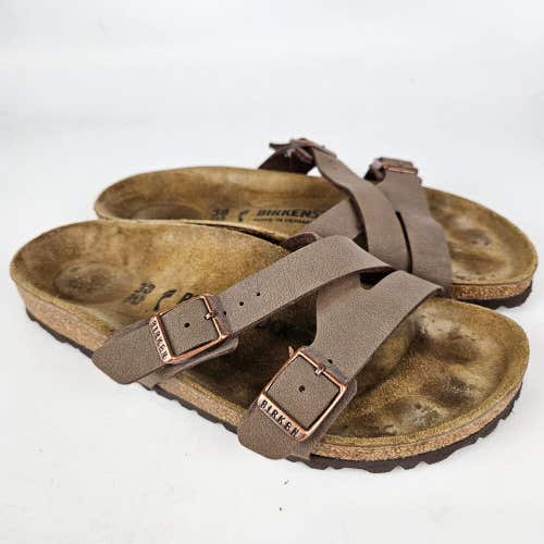 Birkenstock Yao Sandals Women's Size: 38 / 7 Brown Slides Double Buckle Shoes