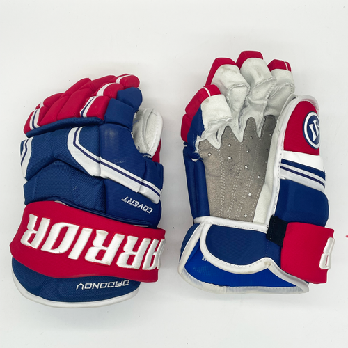 Used Warrior Covert QRE Pro Gloves 14" Pro Stock - Montreal Canadiens - Evgenii Dadonov (Blue/Red)