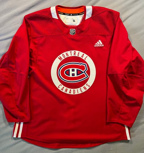 Montreal Canadians (MiC) Made in Canada Size 54 Red Adidas Practice Jersey.