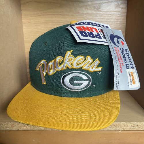 Vtg Green Bay Packers Script Sports Specialties Pro Line Wool Fitted Hat 7 1/2
