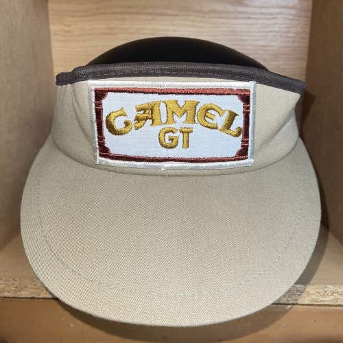 Vintage Joe Camel GT Racing Cigarettes Visor Hat Cap Adjustable Tan 90s 80s Golf